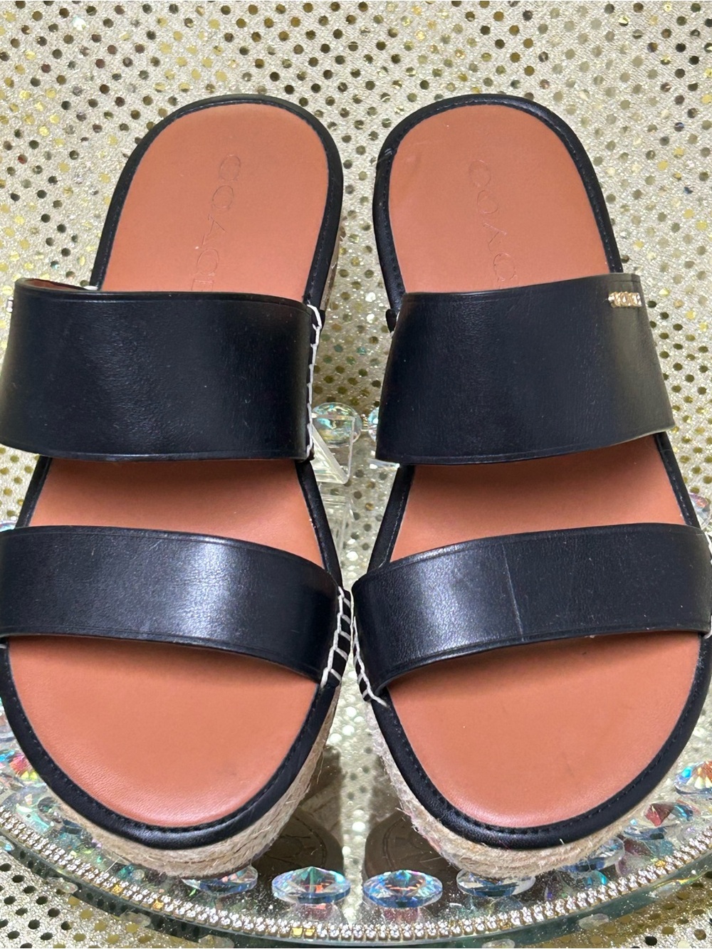 Coach Black Double-Strap Women's Slide Sandals Size 6